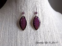 Violet and Indigo Leaf Earrings Pysanky Eggshell Jewelry By So Jeo : pysanky pysanka ukrainian easter egg batik art eggshell jewelry pendants earrings drop dangle etched flowers gift women accessories accessory pendant necklace bail crystal finding sterling silver filled sojeo flowers celtic purple white red pink brown green purple orange cream burgundy magenta teal turqoise crows crow blue black so jeo art handmade